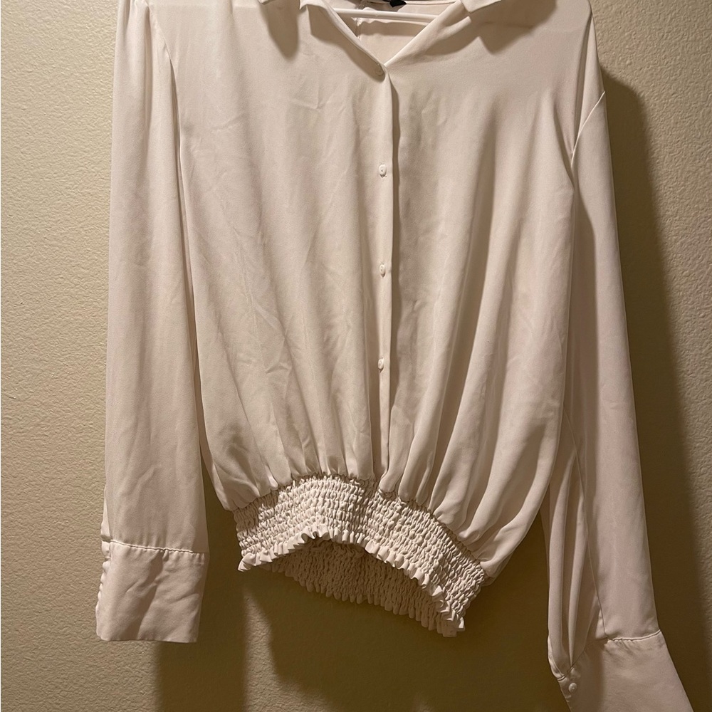 Zara Basic Collection Size Large Women’s White Bl… - image 3